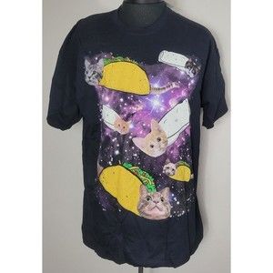 CHILL Taco and Burrito Space Cat Black Size Large NEW